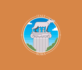 Rome wolf vector city icon