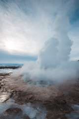 Fototapeta na wymiar Stokkur geyser eruption, Iceland. Geysir