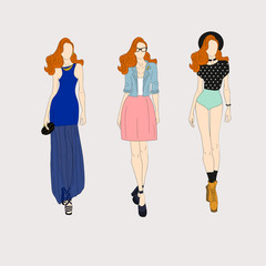 Hand drawn fashion models.