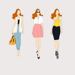Hand drawn fashion models.