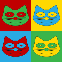 Pop art cat symbol icons.