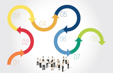 Template for brochure with business people with arrows