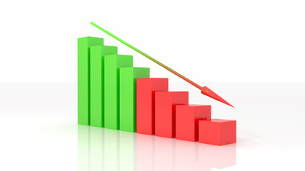 negative graph 3d illustration isolated white background