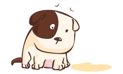sad dog sitting on the ground illustration vector