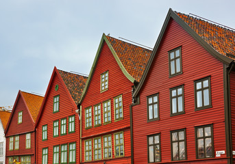 Fototapeta na wymiar Famous Bryggen street in Bergen - Norway