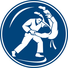 Naklejki  Ikona koła rzucanego przez walczących w Judo