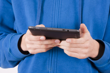 hands with mobile tablet