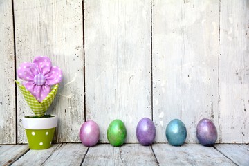 Grußkarte - bunte Ostereier - Pastell