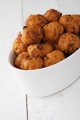 mini falafel bhajis in dish