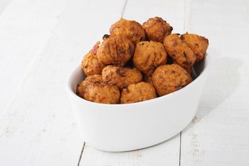 mini falafel bhajis in dish