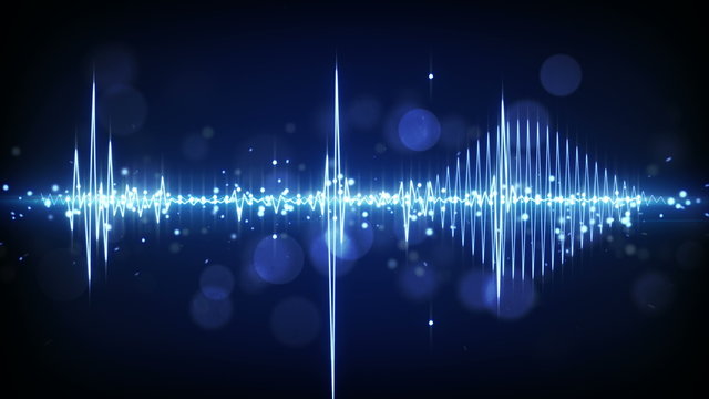 blue audio waveform techno loopable background 4k (4096x2304)