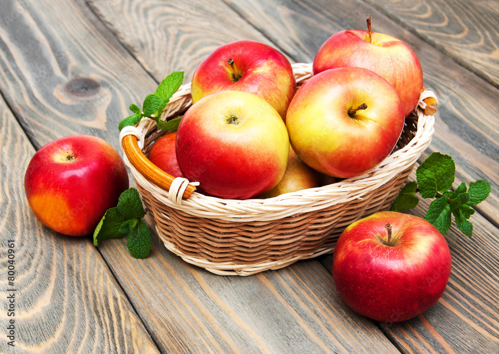 Sticker Apples in the basket