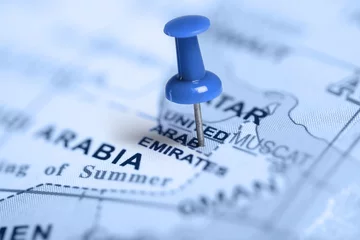 Printed kitchen splashbacks Middle East Location United Arab Emirates. Blue pin on the map.