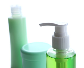 Cosmetic bottles isolated on white