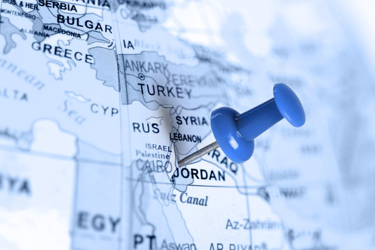 Location Jordan. Blue pin on the map.
