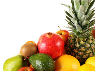 Assortment of exotic fruits isolated on white