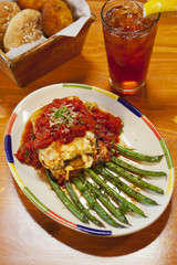 vegetarian roasted eggplant and three cheese lasagna with beans