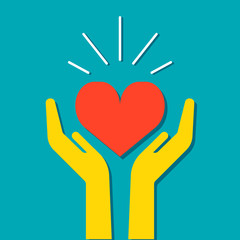 Obraz premium Heart in hands icon