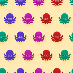 Seamless pattern with octopuses