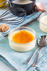 homemade creme brulee with ingredients