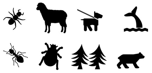 Animaux et insectes en 8 icônes