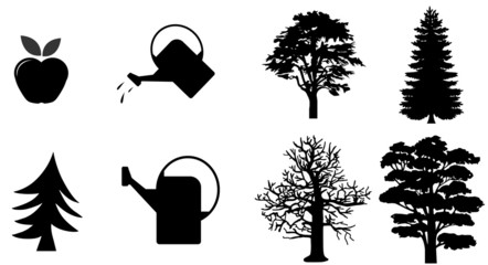 Jardinage et arbres en 8 icônes