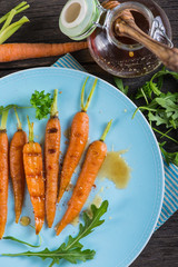 healthy brunch with grilled carrots and honey glaze