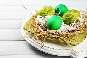 Easter composition with colorful eggs