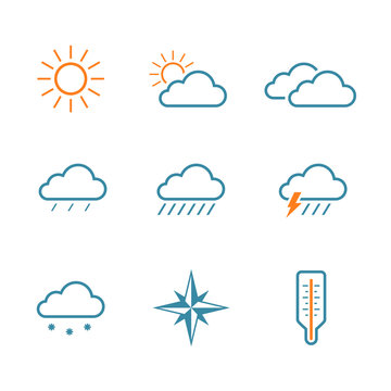 Weather simple vector icon set