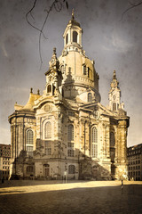 Aged phopto of Frauenkirche in Dresden