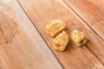 cape gooseberry on the wood board
