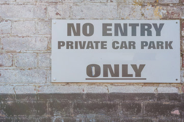 Private car Park, No entry sign