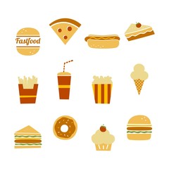 fast food icon set