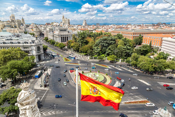 Fototapeta premium Fontanna Cibeles na Plaza de Cibeles w Madrycie