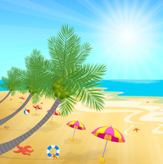 Fototapeta na wymiar time summer enjoy with coconuts on the beach and sunshine