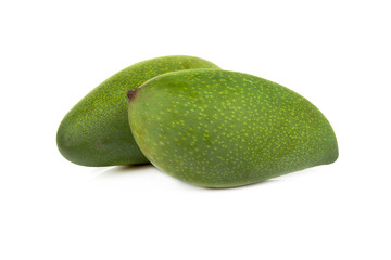 Green mango isolated on a white background
