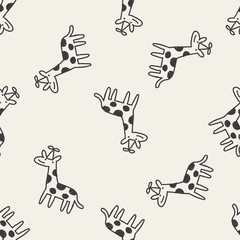 doodle birthday giraffe seamless pattern background