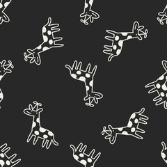 doodle birthday giraffe seamless pattern background