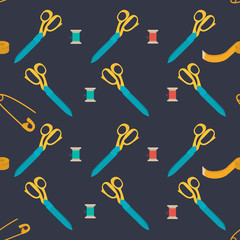 seamless pattern set of tools for sewing.