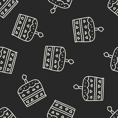 doodle cake seamless pattern background