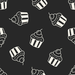 doodle cake seamless pattern background
