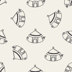 Doodle House seamless pattern background