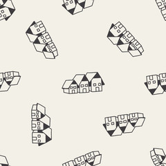 Doodle House seamless pattern background