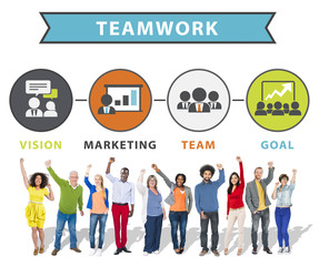Obraz premium People Celebration Success Connection Teamwork Concept
