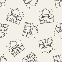 doodle architecture seamless pattern background
