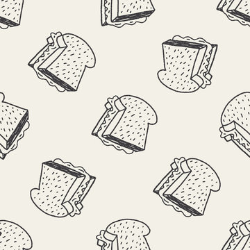 Doodle Toast Seamless Pattern Background