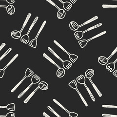 Doodle Kitchenware seamless pattern background