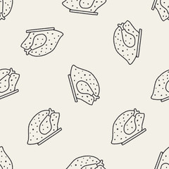 Doodle Turkey meal seamless pattern background
