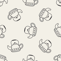 Doodle Kettle seamless pattern background