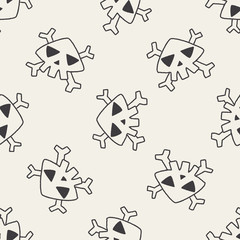 Fototapeta premium Doodle Skull seamless pattern background